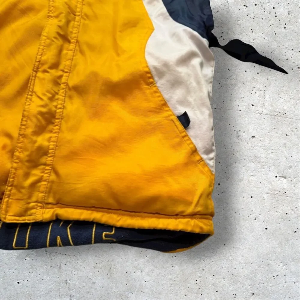 Kids Nike Hooded Jacket Yellow Blue Reversible Fleece Winter Coat Youth L y2k